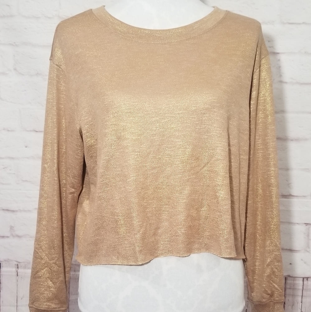 Agnes and Dora Gold metallic pullover S